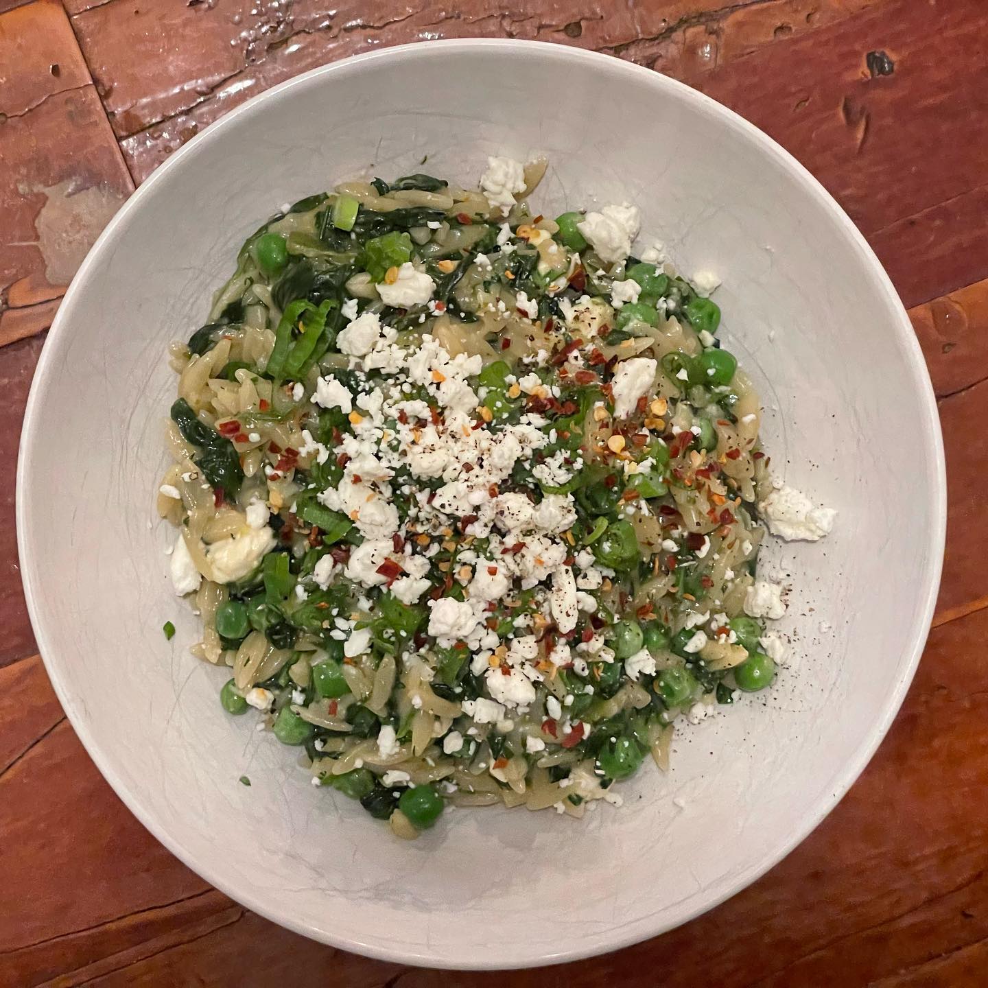 Full size image for Orzo with spinach, feta, and herbs.