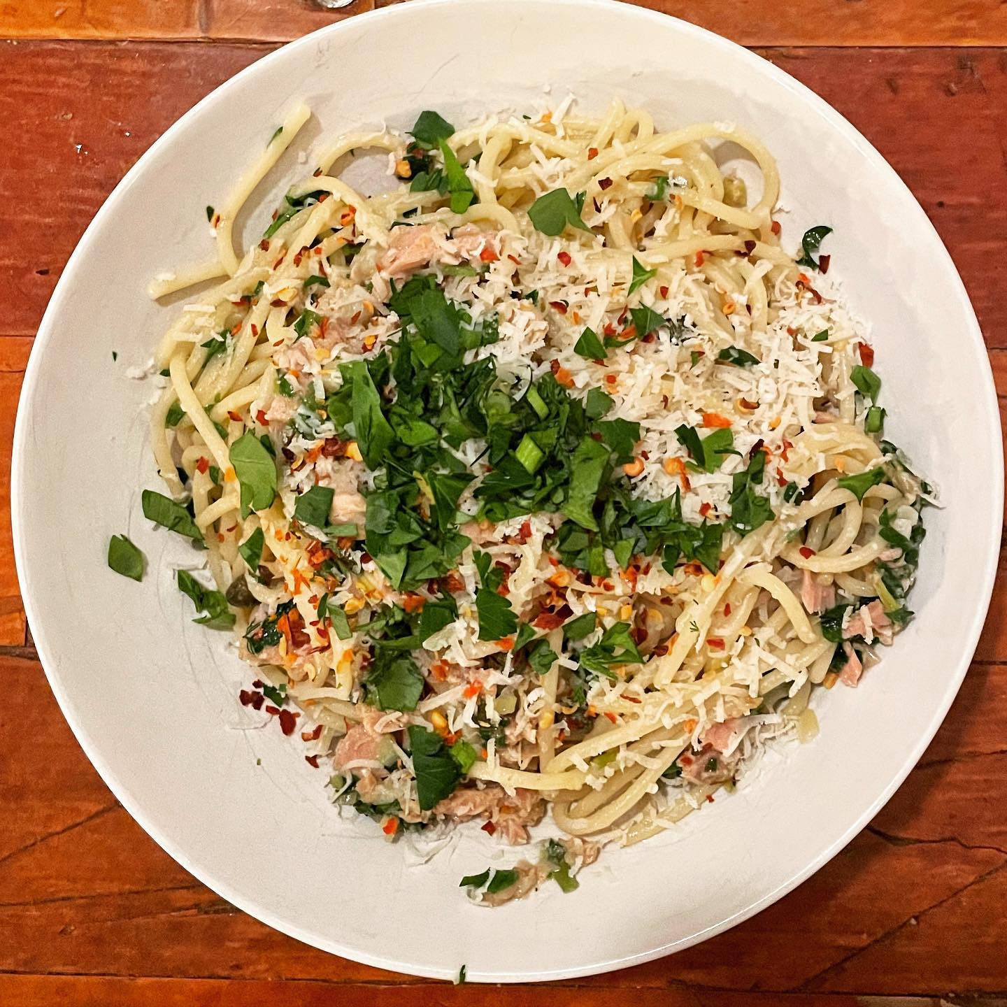 Full size image for Pasta with lemon, herbs and tuna.