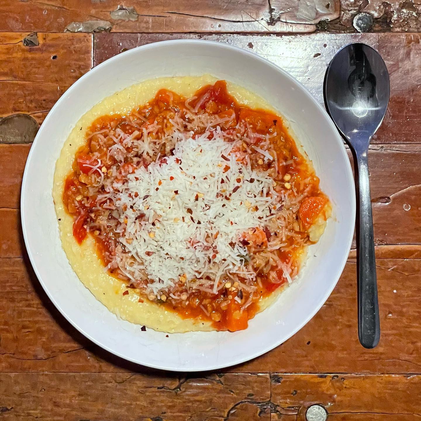 Full size image for Lentil Cacciatore over cheesy polenta.