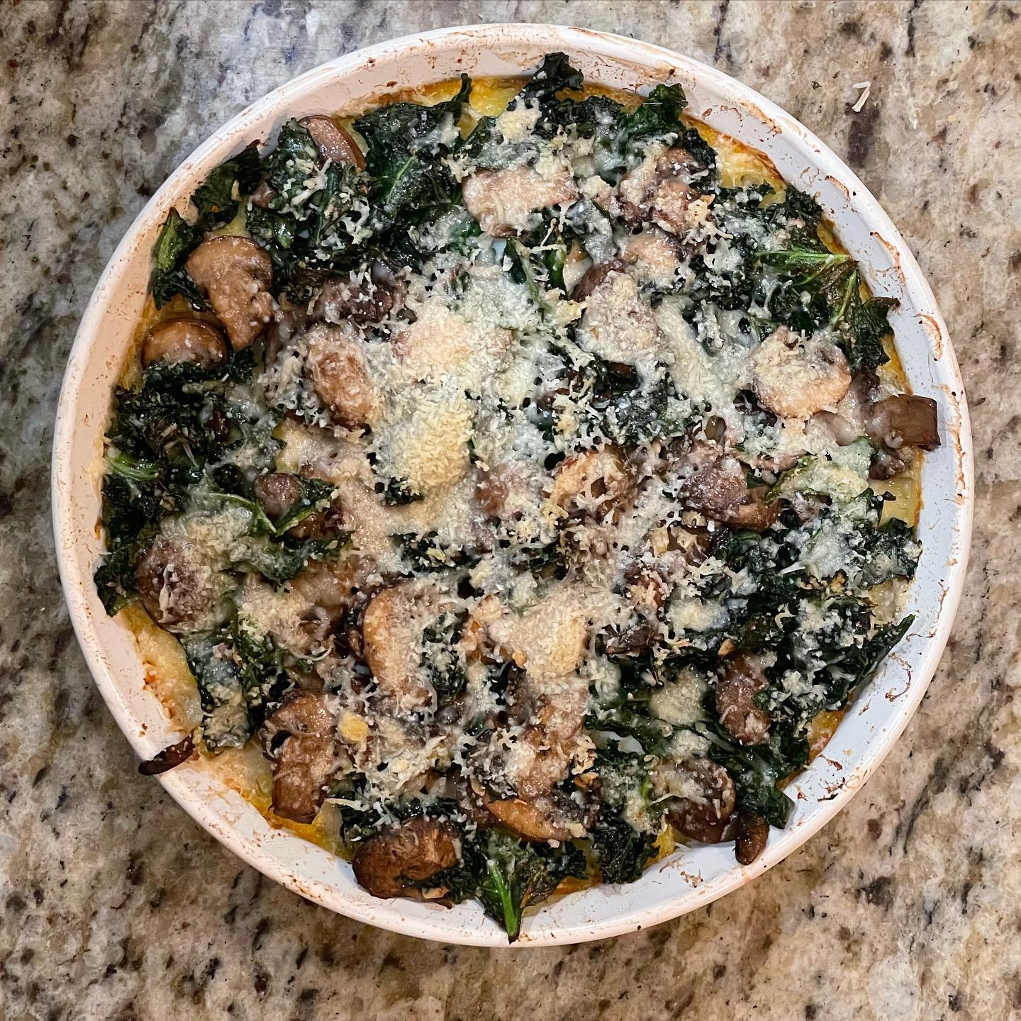 Full size image for Baked polenta with kale , mushrooms and baked eggs