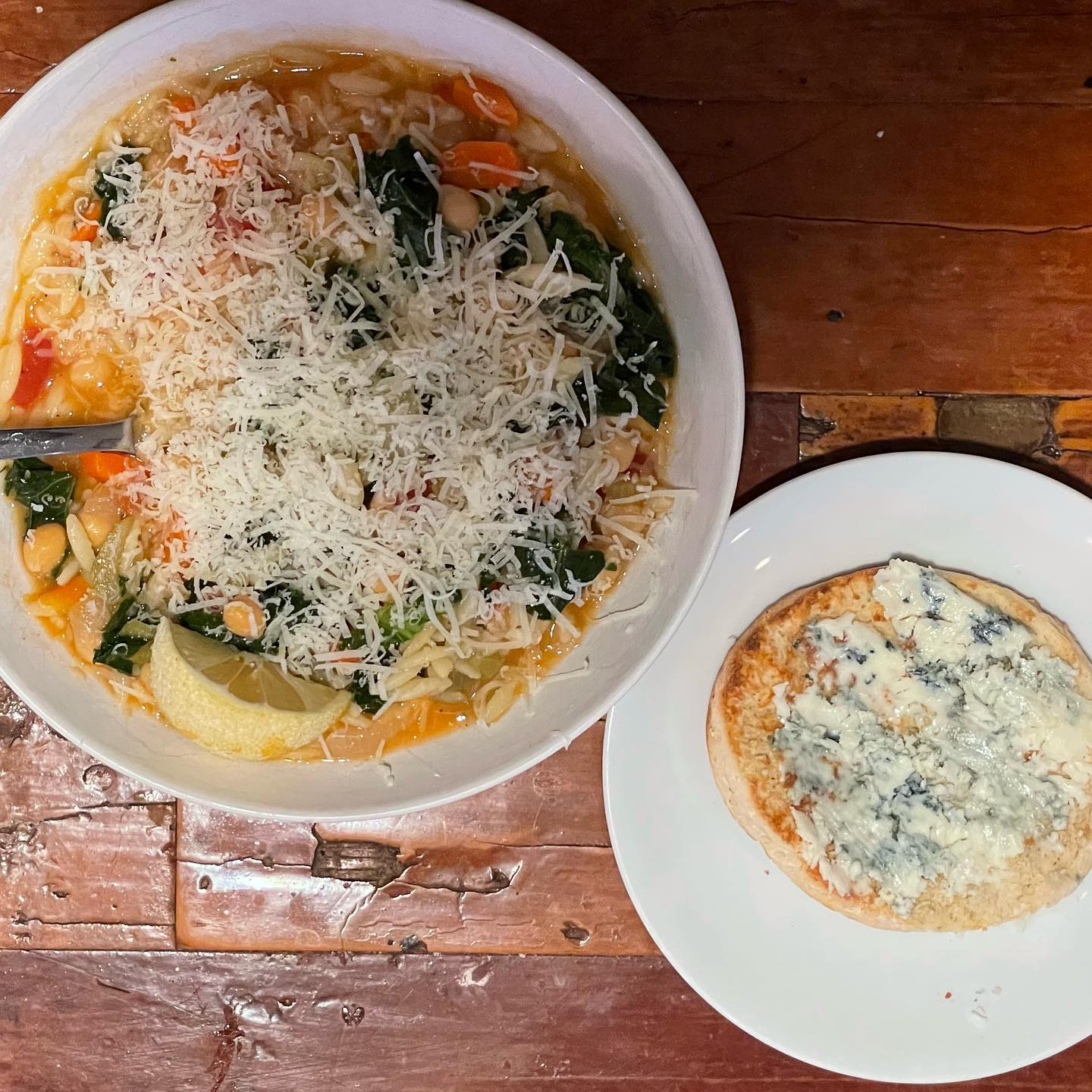 Full size image for Orzo and chickpea stew with kale.