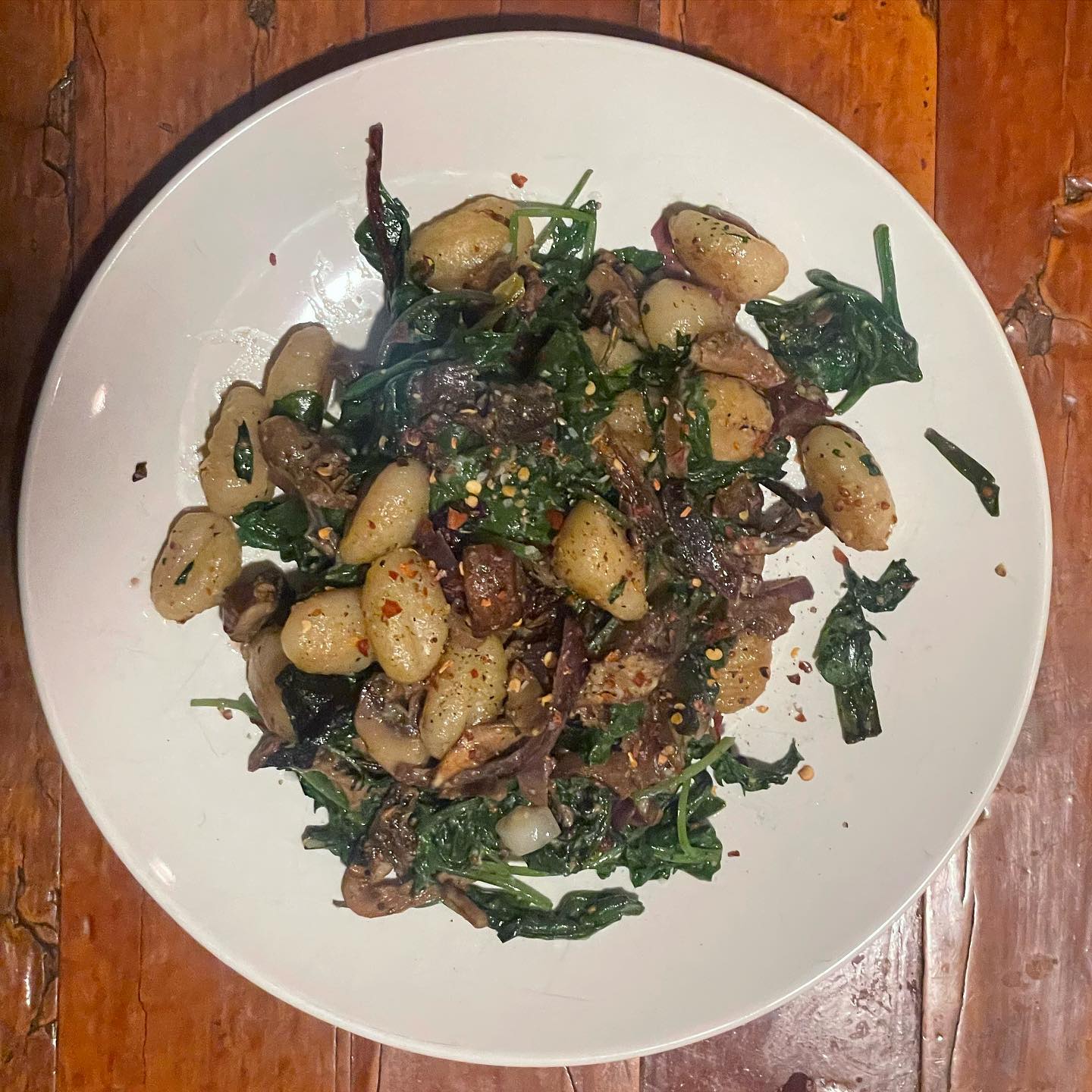 Full size image for Sheet pan gnocchi with mushrooms and spinach.