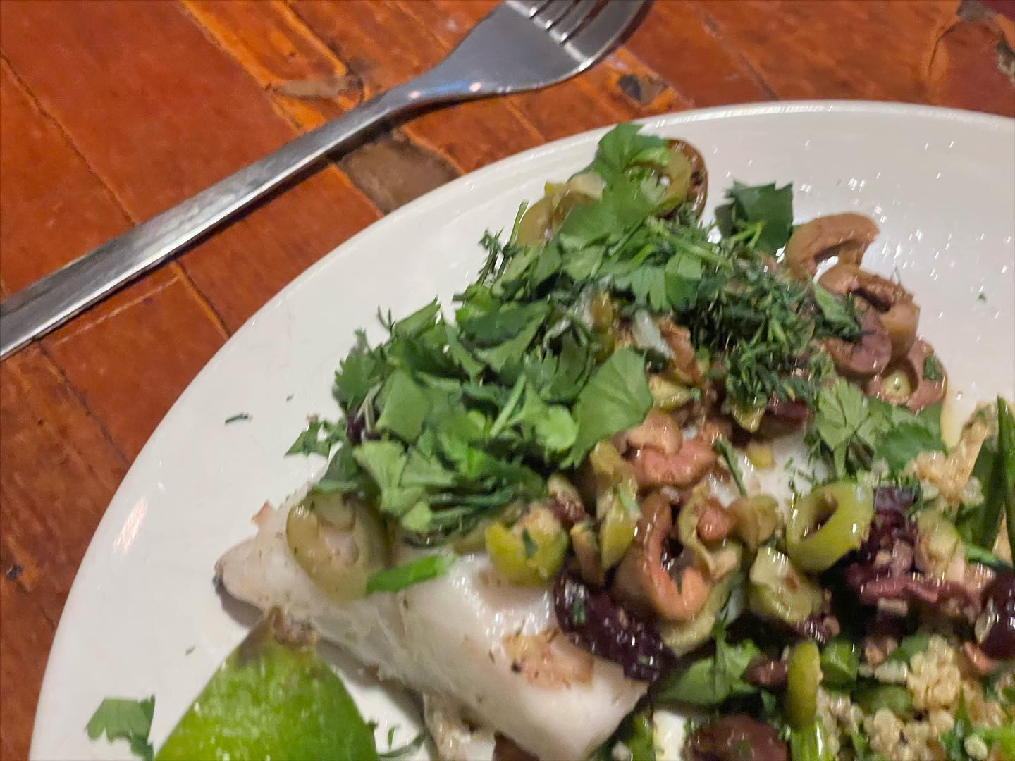 Full size image for Fish with sizzling olive butter.