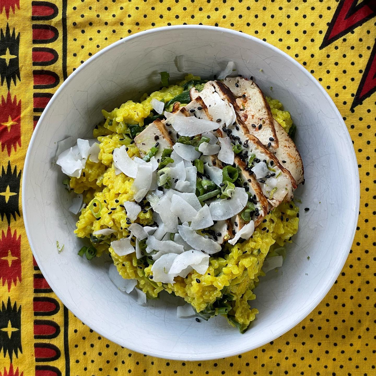 Full size image for Coconut turmeric rice with greens.