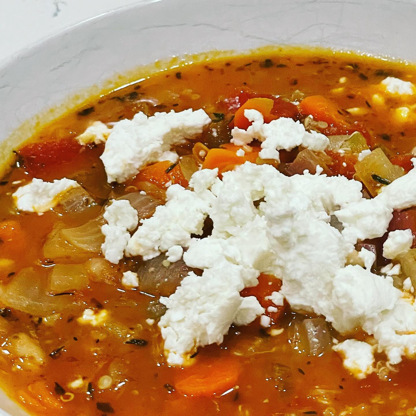Full size image for White bean and quinoa soup with goat cheese.