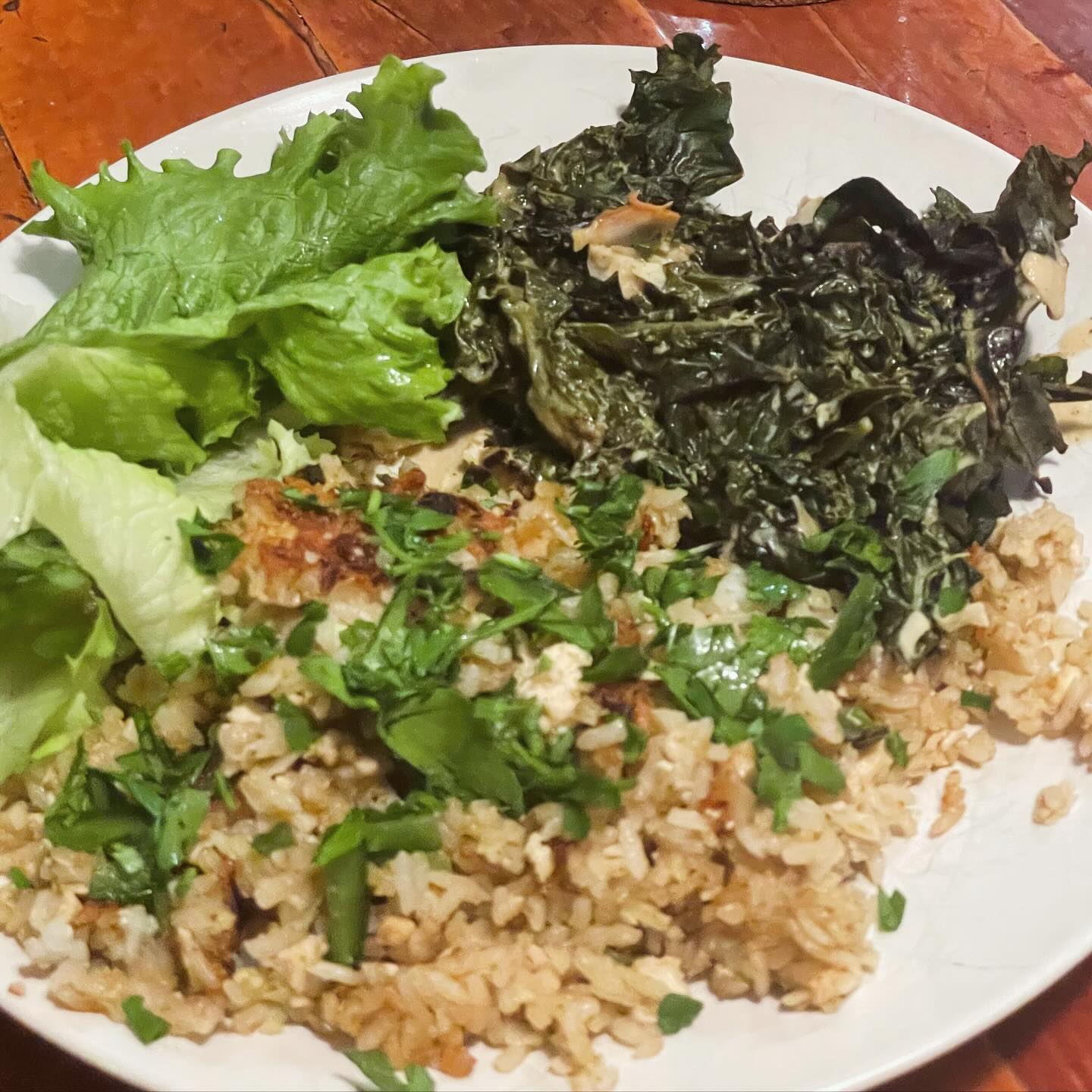 Full size image for Crispy coconut tofu rice + Creamed coconut kale.