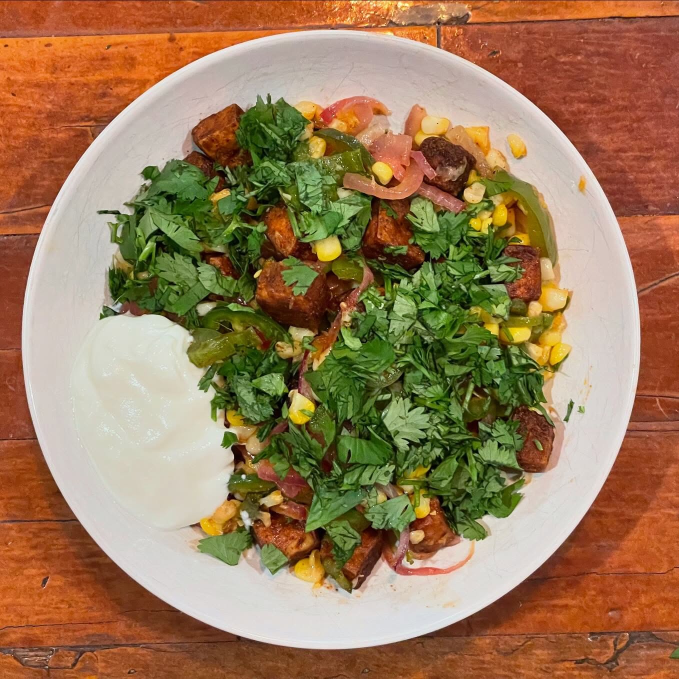 Full size image for Sheet pan tofu with corn and chiles.