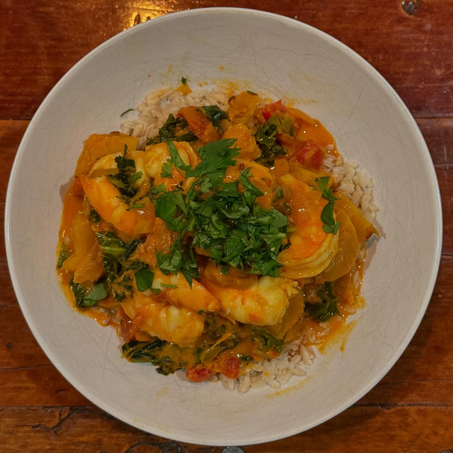 Full size image for Kaddu with greens and shrimp. 
